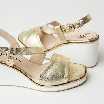 Marian Gold Leather Metallic Wedge Sandals - Nozomi