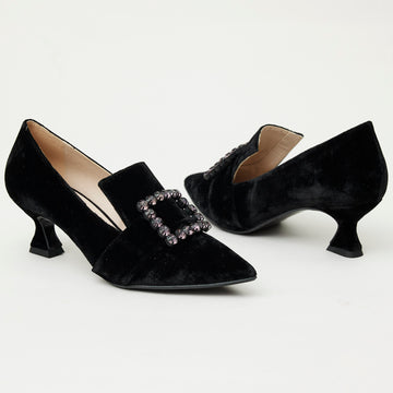 Marian Black Velvet Shoes - Nozomi