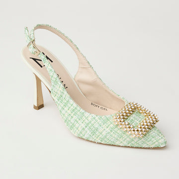 Marian Chanel Green Check Slingback Shoes - Nozomi