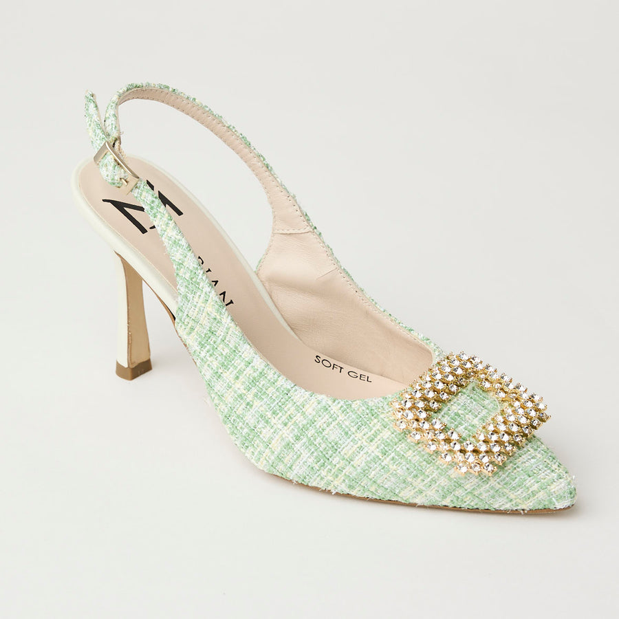 Marian Chanel Green Check Slingback Shoes - Nozomi