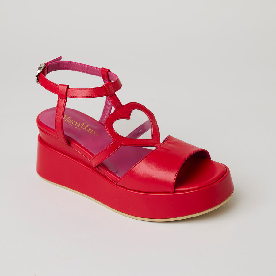 Marco Moreo Red Leather Sandals - Nozomi