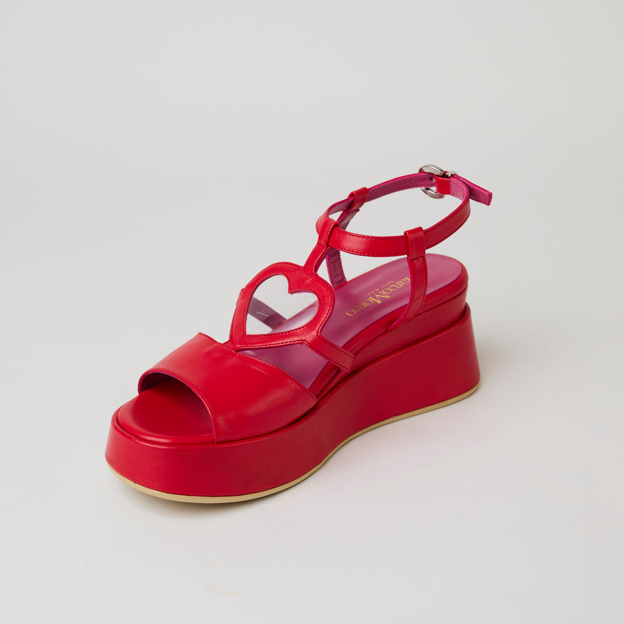 Marco Moreo Red Leather Sandals - Nozomi
