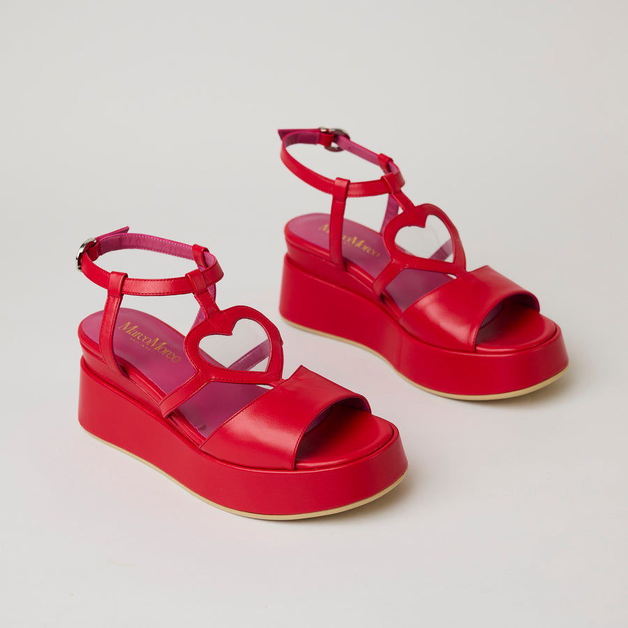 Marco Moreo Red Leather Sandals - Nozomi