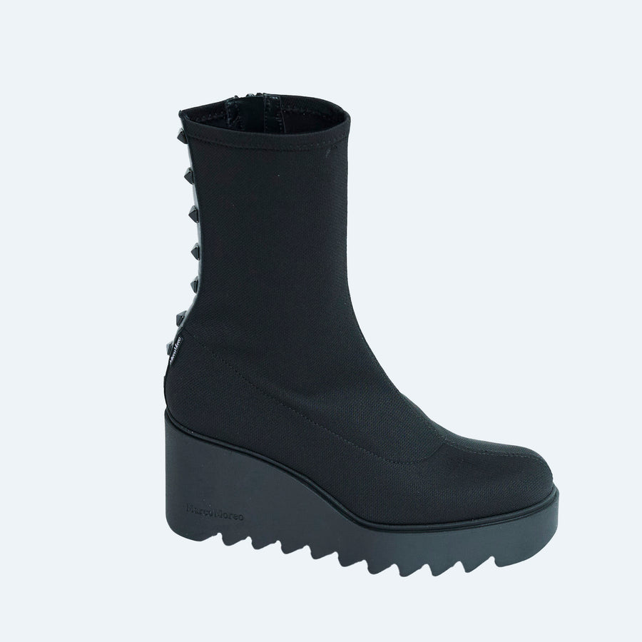 Marco Moreo Black Stretch Wedge Ankle Boots