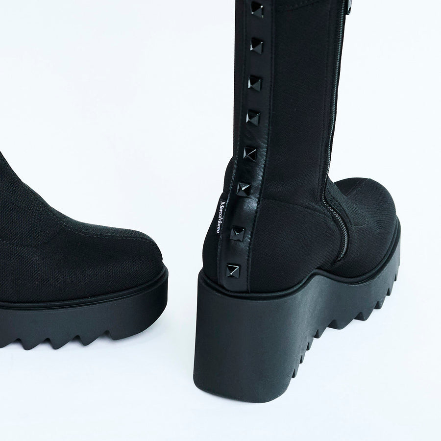 Marco Moreo Black Stretch Wedge Ankle Boots