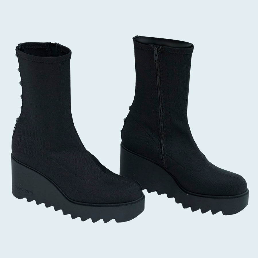 Marco Moreo Black Stretch Wedge Ankle Boots