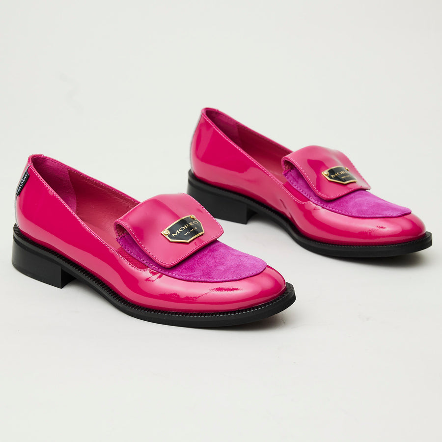 Marco Moreo Fuchsia Patent Leather and Suede Loafers - Nozomi