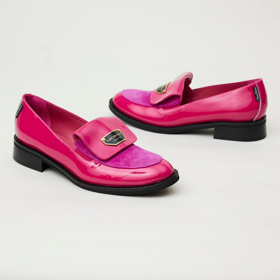 Marco Moreo Fuchsia Patent Leather and Suede Loafers - Nozomi
