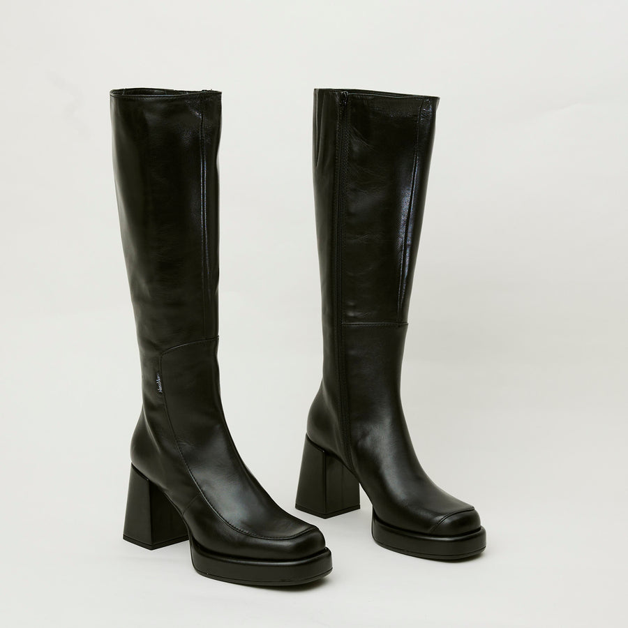 Marco Moreo Black Leather Knee High Boots - Nozomi