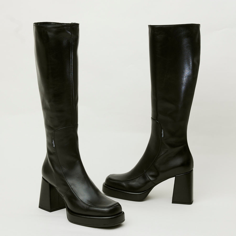Marco Moreo Black Leather Knee High Boots - Nozomi