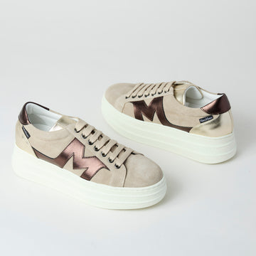 Marco Moreo Beige Suede Leather Trainers