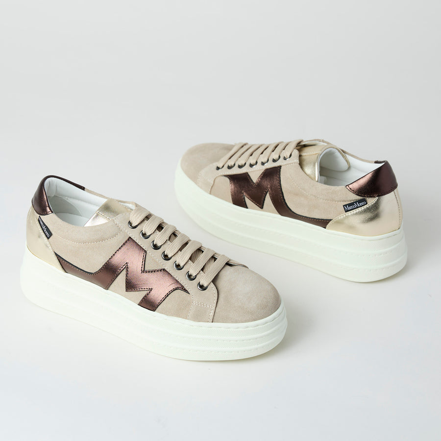 Marco Moreo Beige Suede Leather Trainers