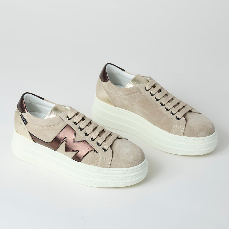 Marco Moreo Beige Suede Leather Trainers