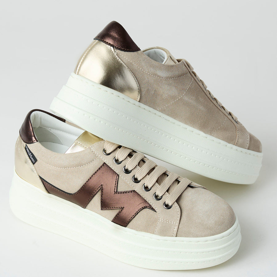 Marco Moreo Beige Suede Leather Trainers