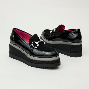 Marco Moreo Black Patent Leather Platform Loafers
