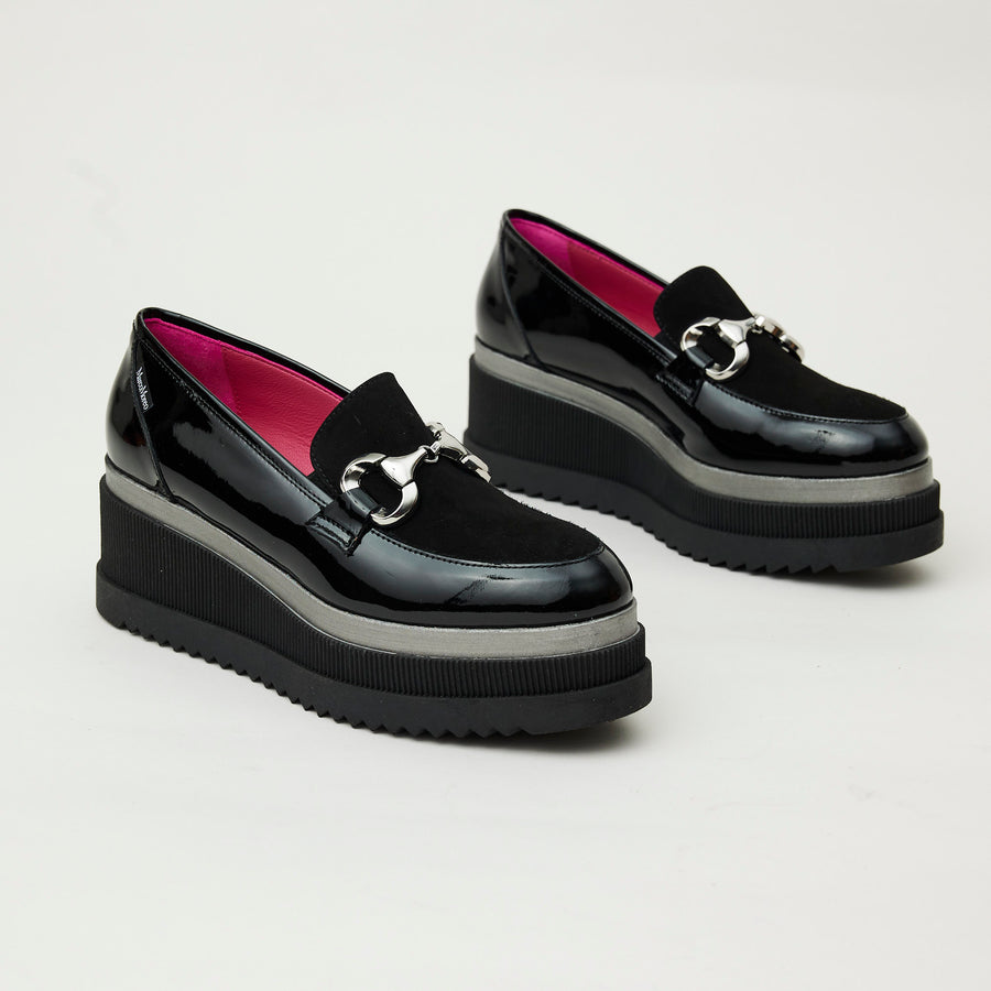 Marco Moreo Black Patent Leather Platform Loafers - Nozomi