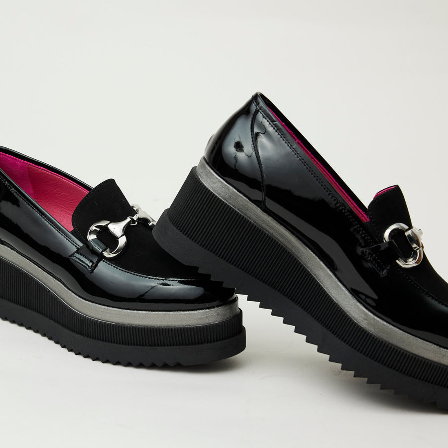 Marco Moreo Black Patent Leather Platform Loafers - Nozomi