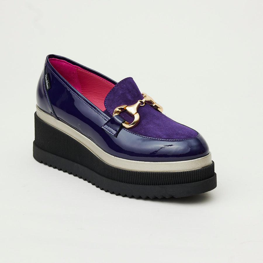 Marco Moreo Purple Patent Leather and Suede Platform Loafers - Nozomi