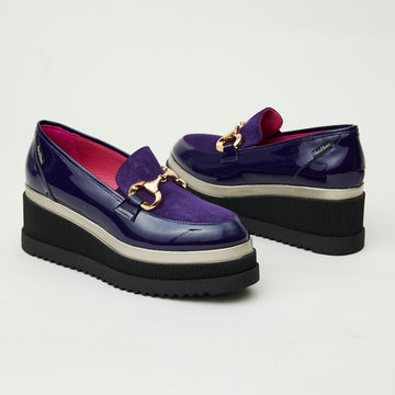 Marco Moreo Purple Patent Leather and Suede Platform Loafers - Nozomi