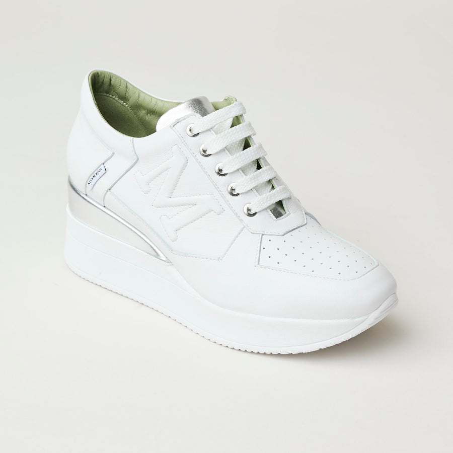 Marco Moreo White Silver Metallic Leather Trainers - Nozomi