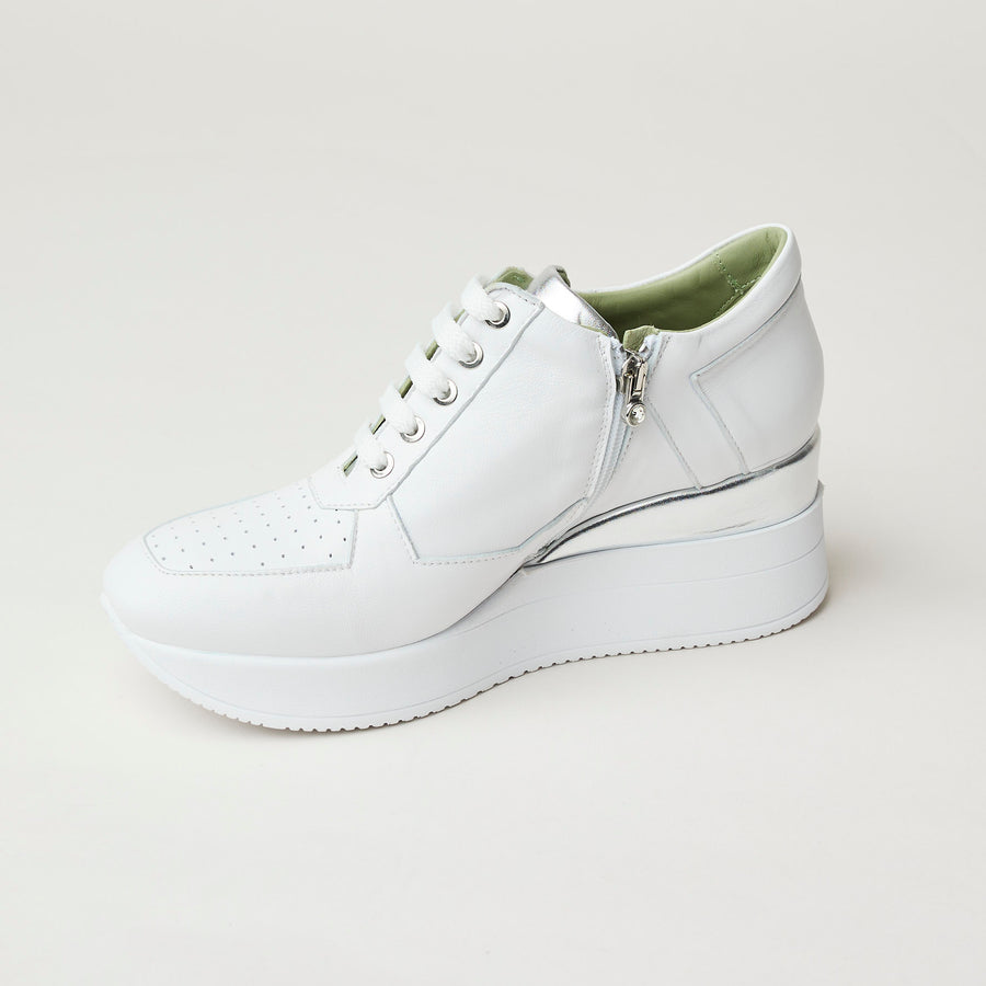 Marco Moreo White Silver Metallic Leather Trainers - Nozomi