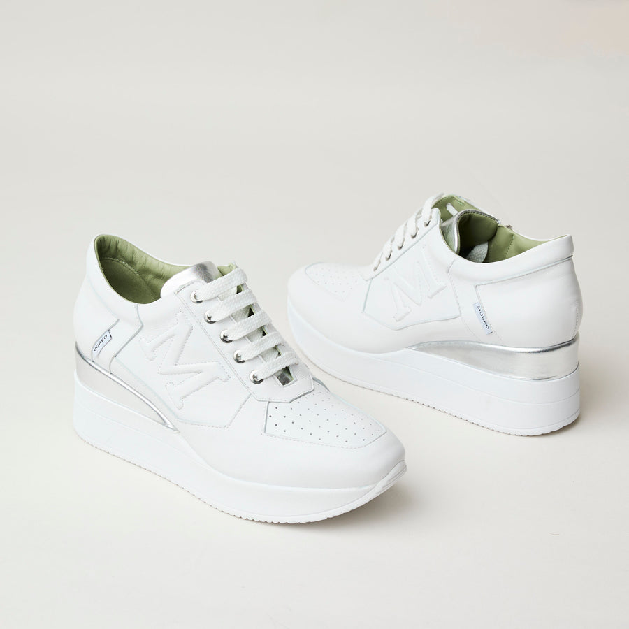 Marco Moreo White Silver Metallic Leather Trainers - Nozomi