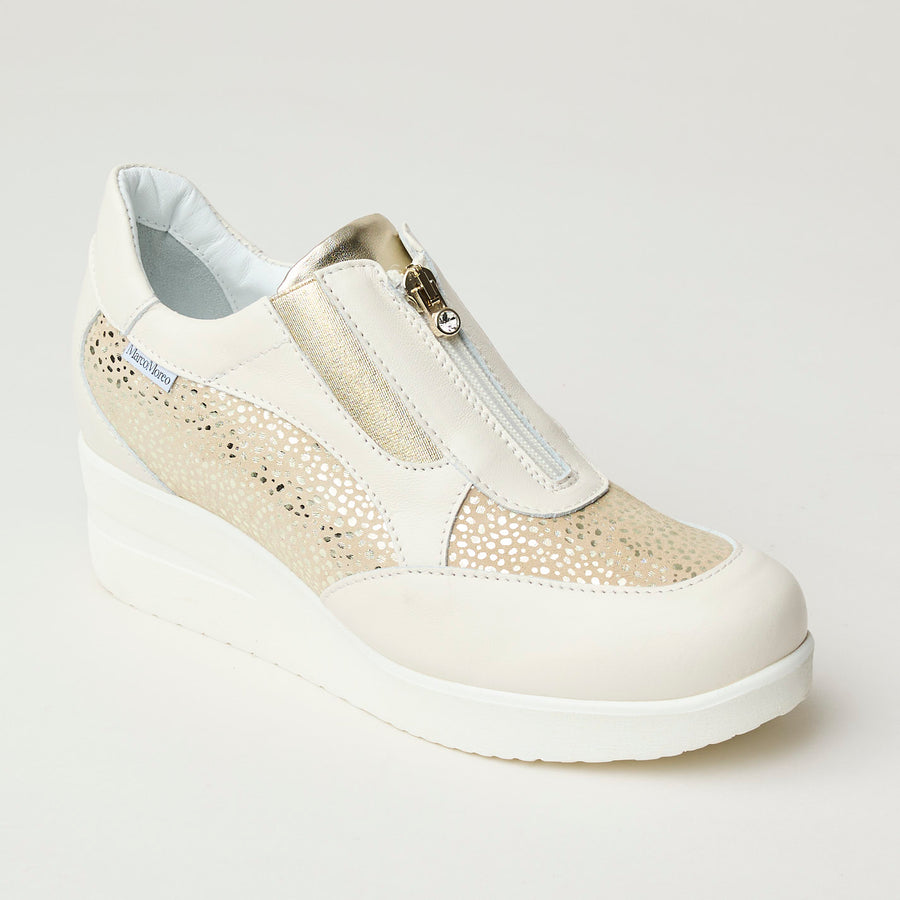 Marco Moreo Cream Gold Leather Wedge Shoes - Nozomi