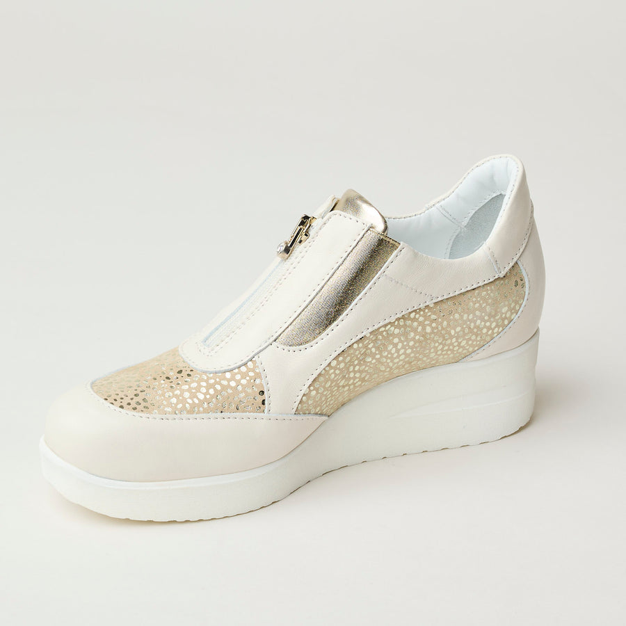 Marco Moreo Cream Gold Leather Wedge Shoes - Nozomi