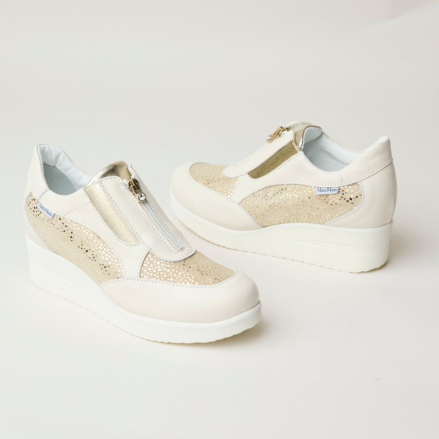 Marco Moreo Cream Gold Leather Wedge Shoes - Nozomi