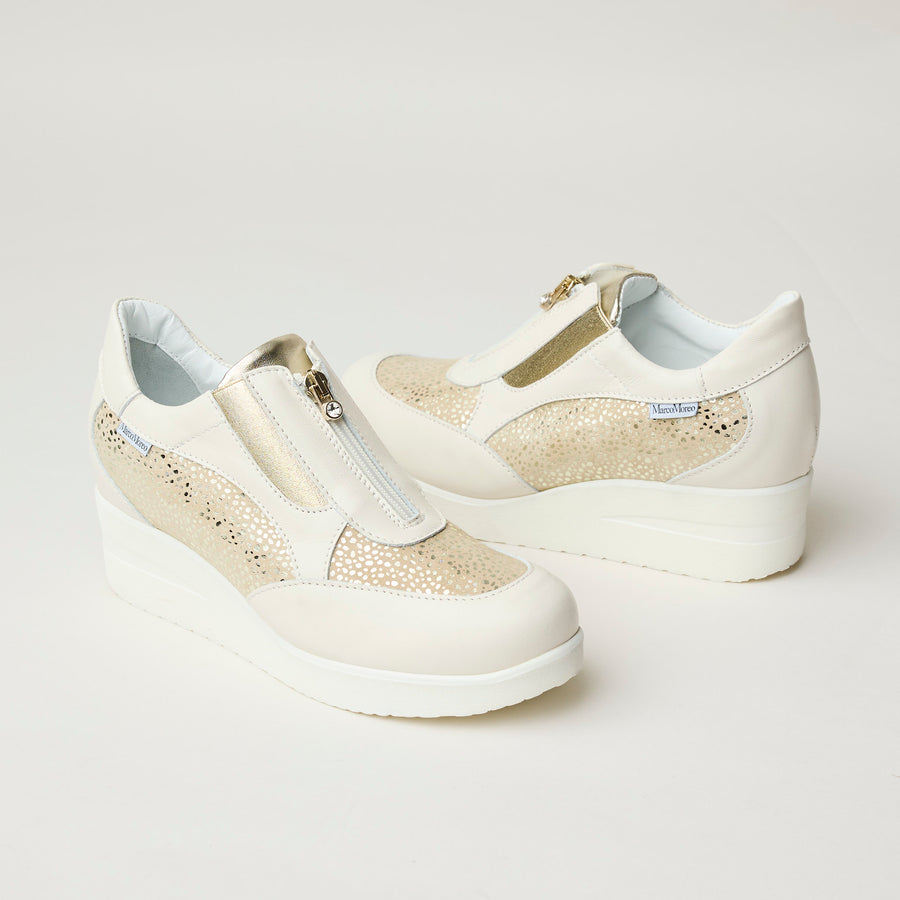 Marco Moreo Cream Gold Leather Wedge Shoes - Nozomi