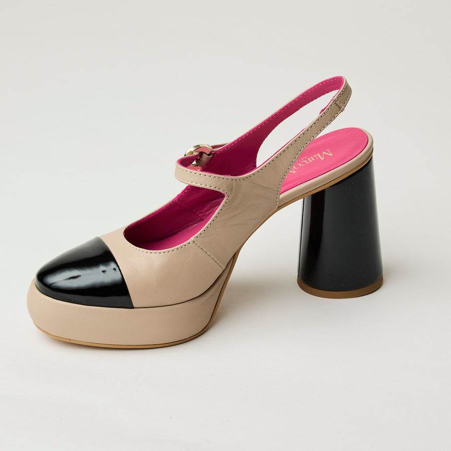 Marco Moreo Mary Jane Beige & Black Patent Leather Shoes - Nozomi