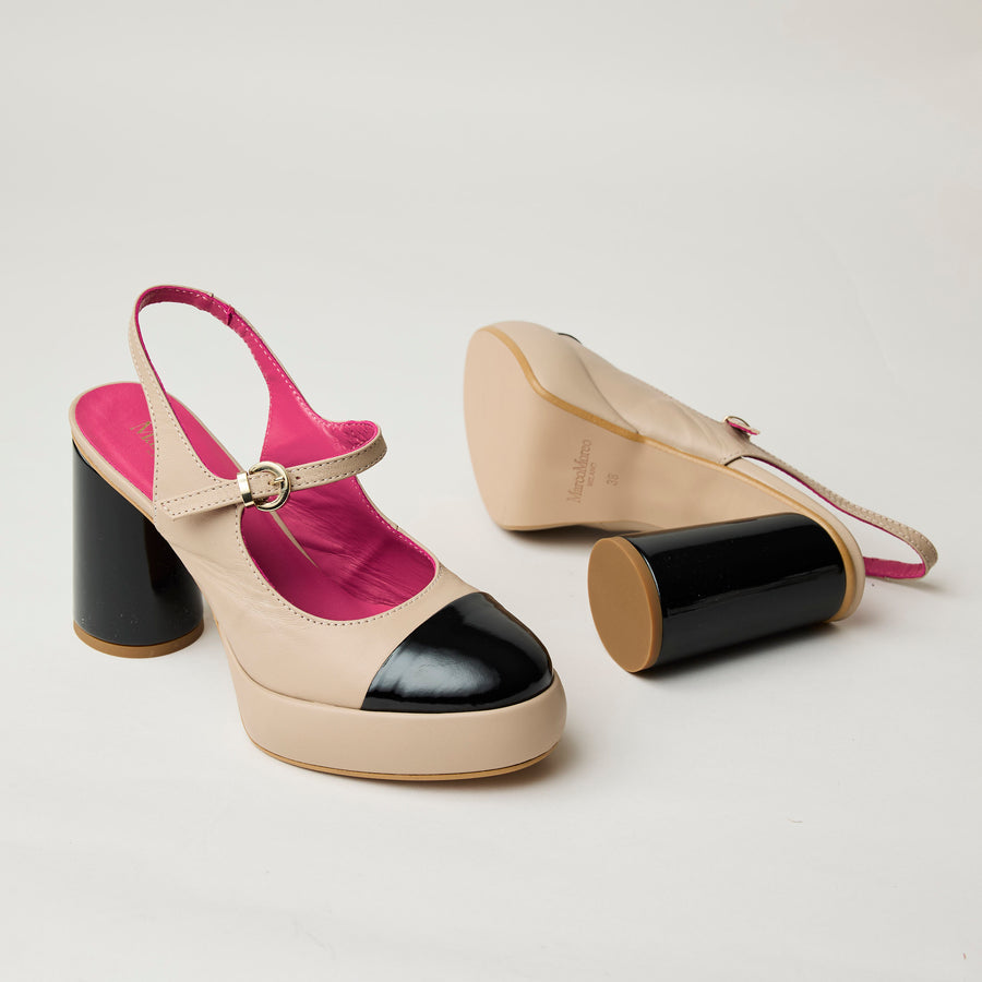 Marco Moreo Mary Jane Beige & Black Patent Leather Shoes - Nozomi