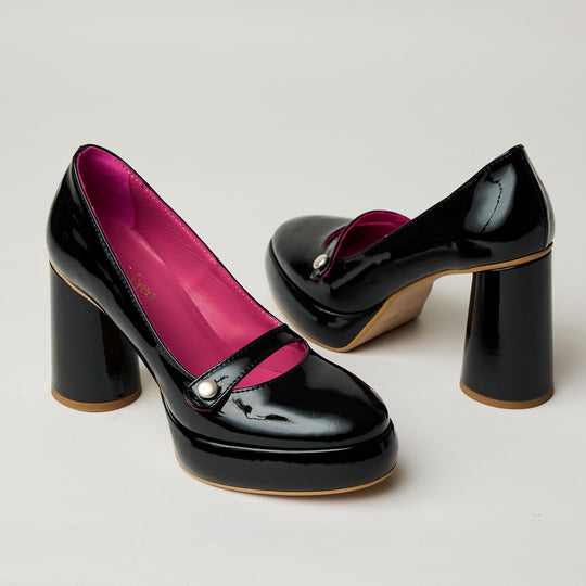 Marco Moreo Black Patent Leather Mary Jane Shoes - Nozomi