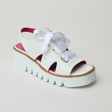 Marco Moreo White Leather Wedge Sandals