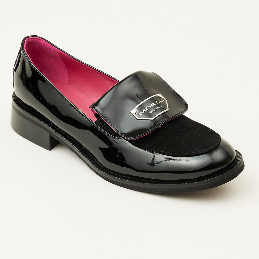 Marco Moreo Black Suede and Patent Loafers - Nozomi