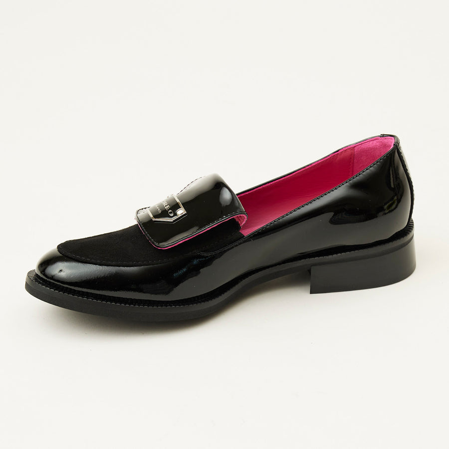 Marco Moreo Black Suede and Patent Loafers - Nozomi