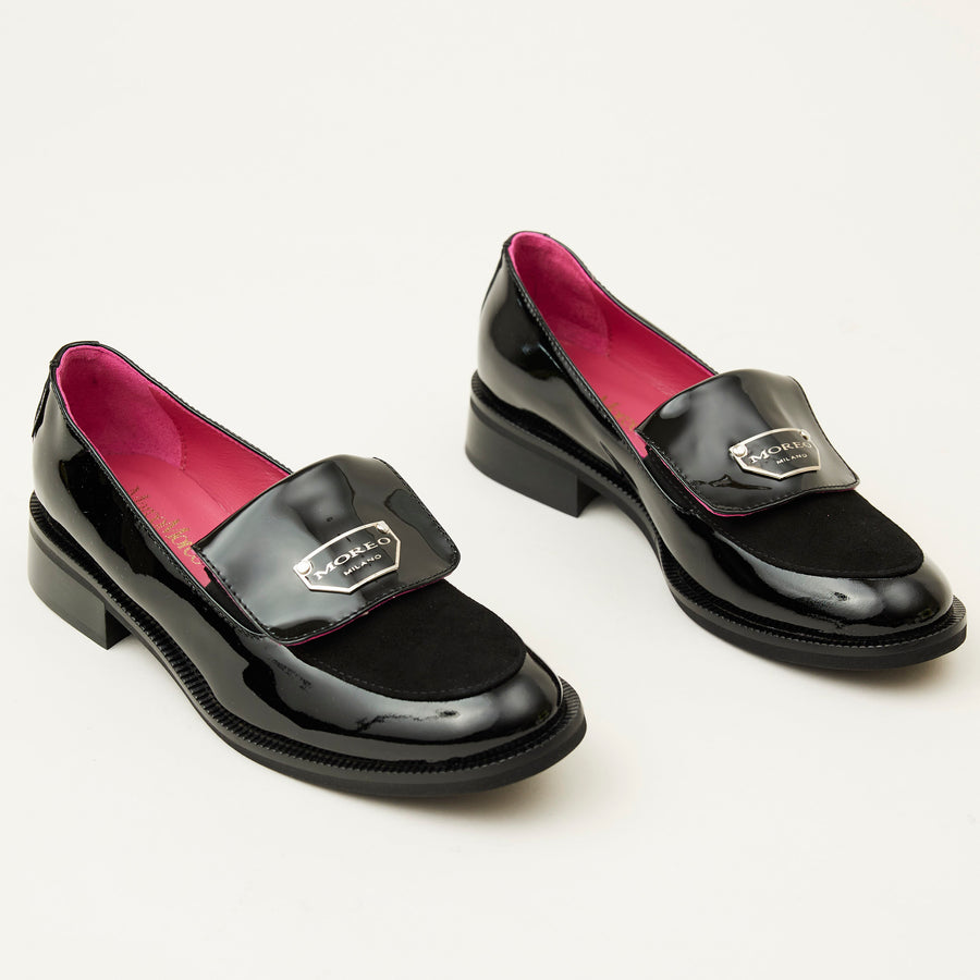 Marco Moreo Black Suede and Patent Loafers - Nozomi