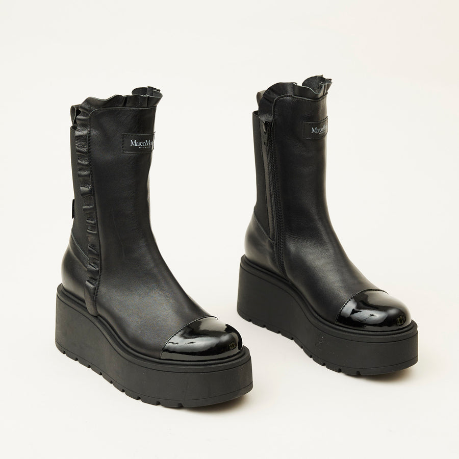 Marco Moreo Black Leather Platform Ankle Boots - Nozomi