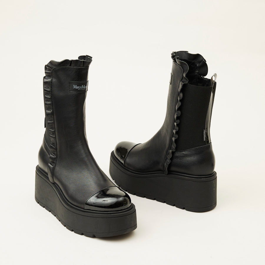 Marco Moreo Black Leather Platform Ankle Boots - Nozomi