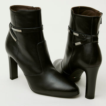 NeroGiardini Black Leather High Heeled Ankle Boots - Nozomi