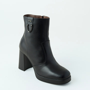 NeroGiardini Black Leather High Heeled Ankle Boots - Nozomi