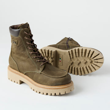 NeroGiardini Olive Green Suede Leather Biker Boots - Nozomi