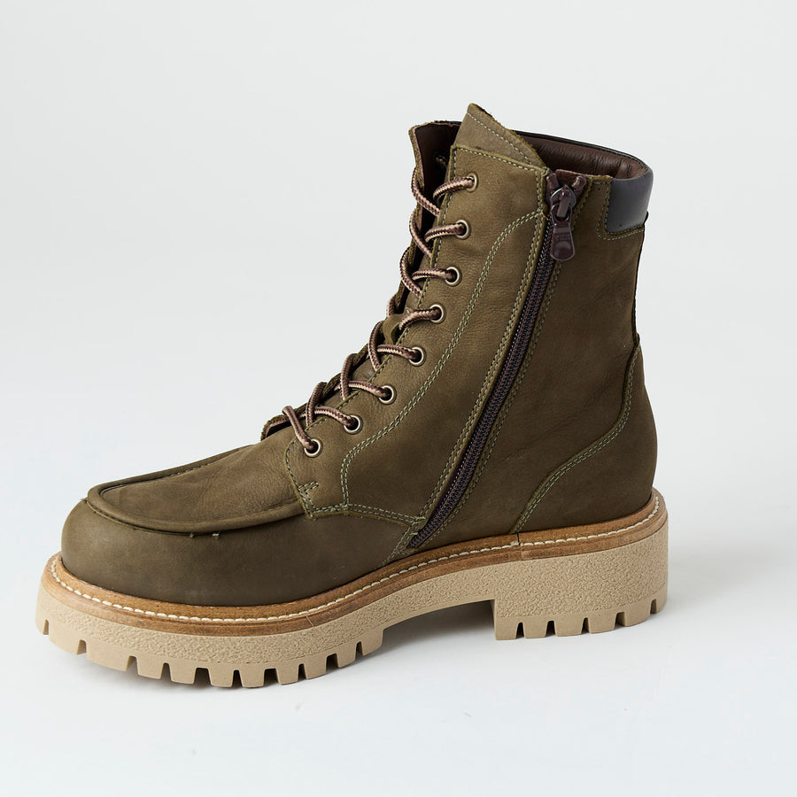 NeroGiardini Olive Green Suede Leather Biker Boots - Nozomi