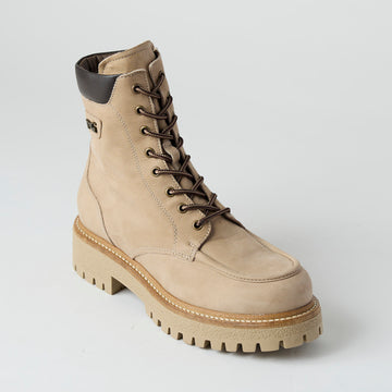 NeroGiardini Beige Suede Leather Biker Boots - Nozomi