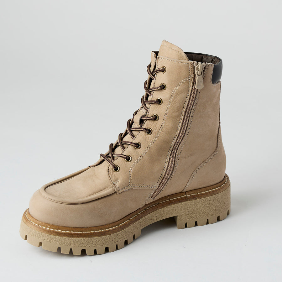 NeroGiardini Beige Suede Leather Biker Boots - Nozomi