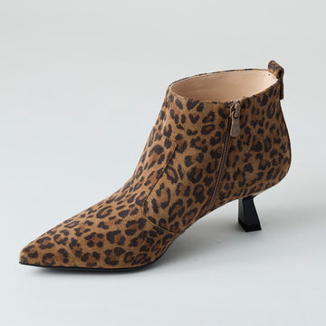 NeroGiardini Leopard Suede Leather Ankle Boots - Nozomi