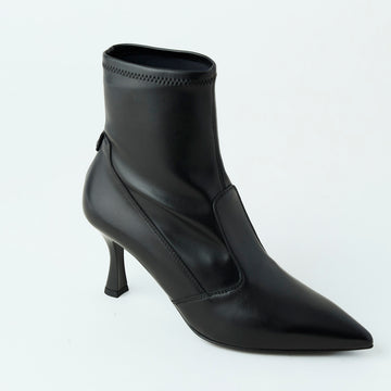 NeroGiardini Black Leather Sock Boots - Nozomi