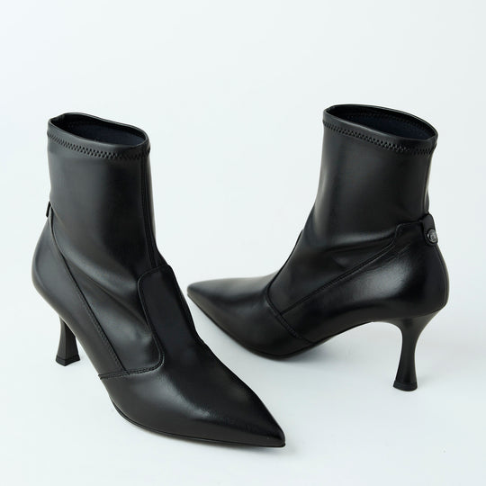 NeroGiardini Black Leather Sock Boots - Nozomi