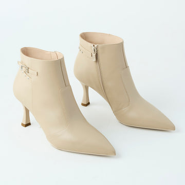 NeroGiardini Cream Leather Ankle Boots - Nozomi