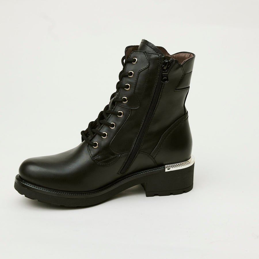 NeroGiardini Black Leather Military Style Boots - Nozomi